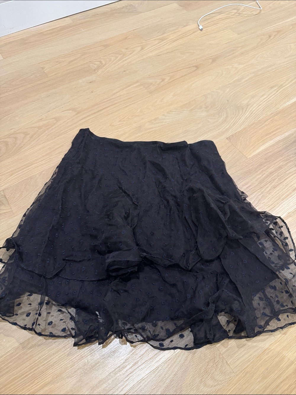 Isabel Marant Black Dot-Textured Layered Skirt